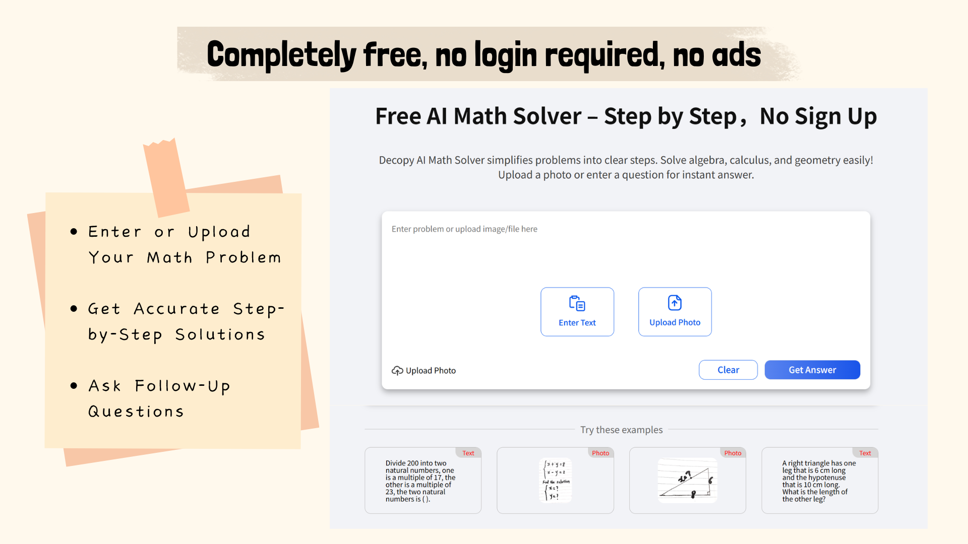 Decopy AI Math Solver usage guide