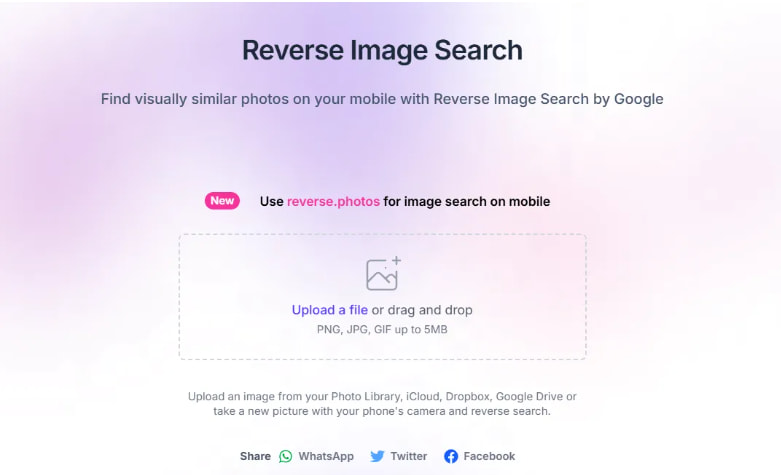 Google Search by Image's reverse image search function is presented to you