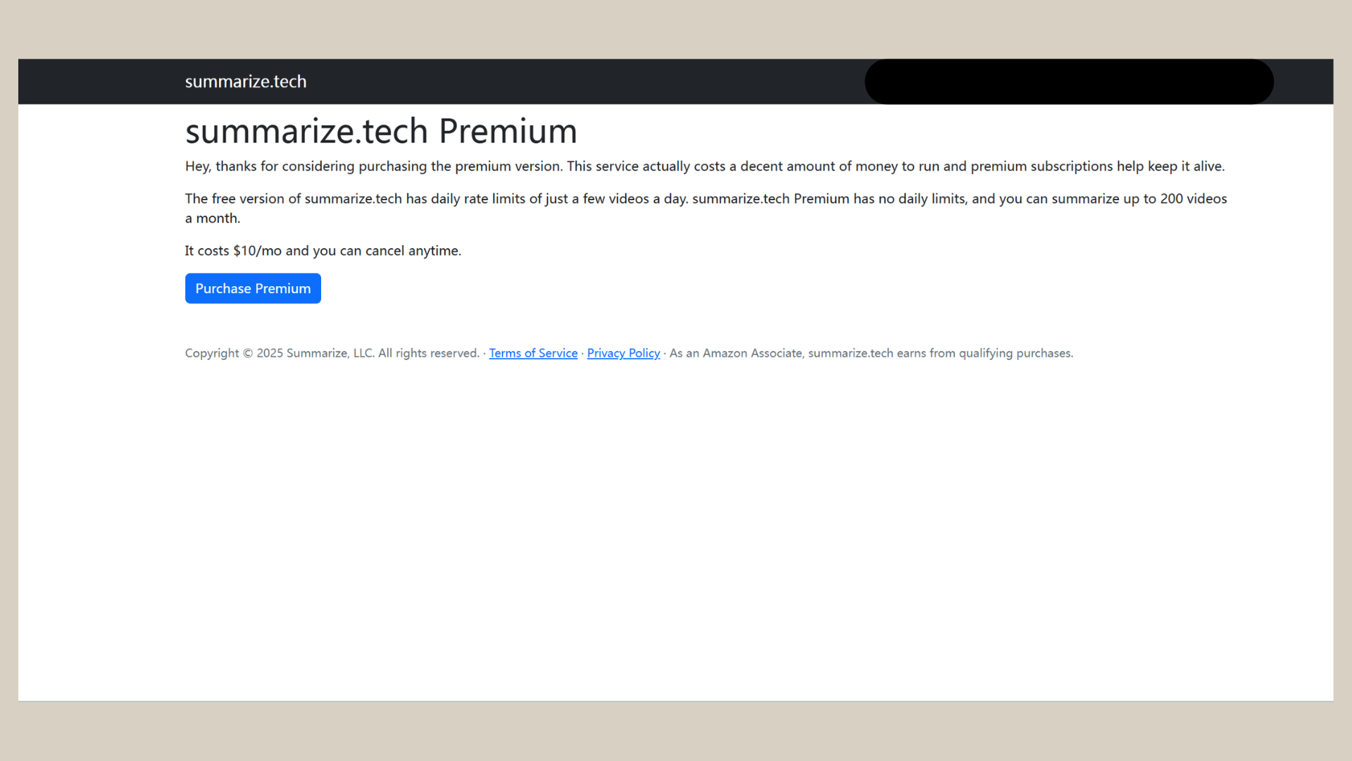 pricing of Summarize.tech