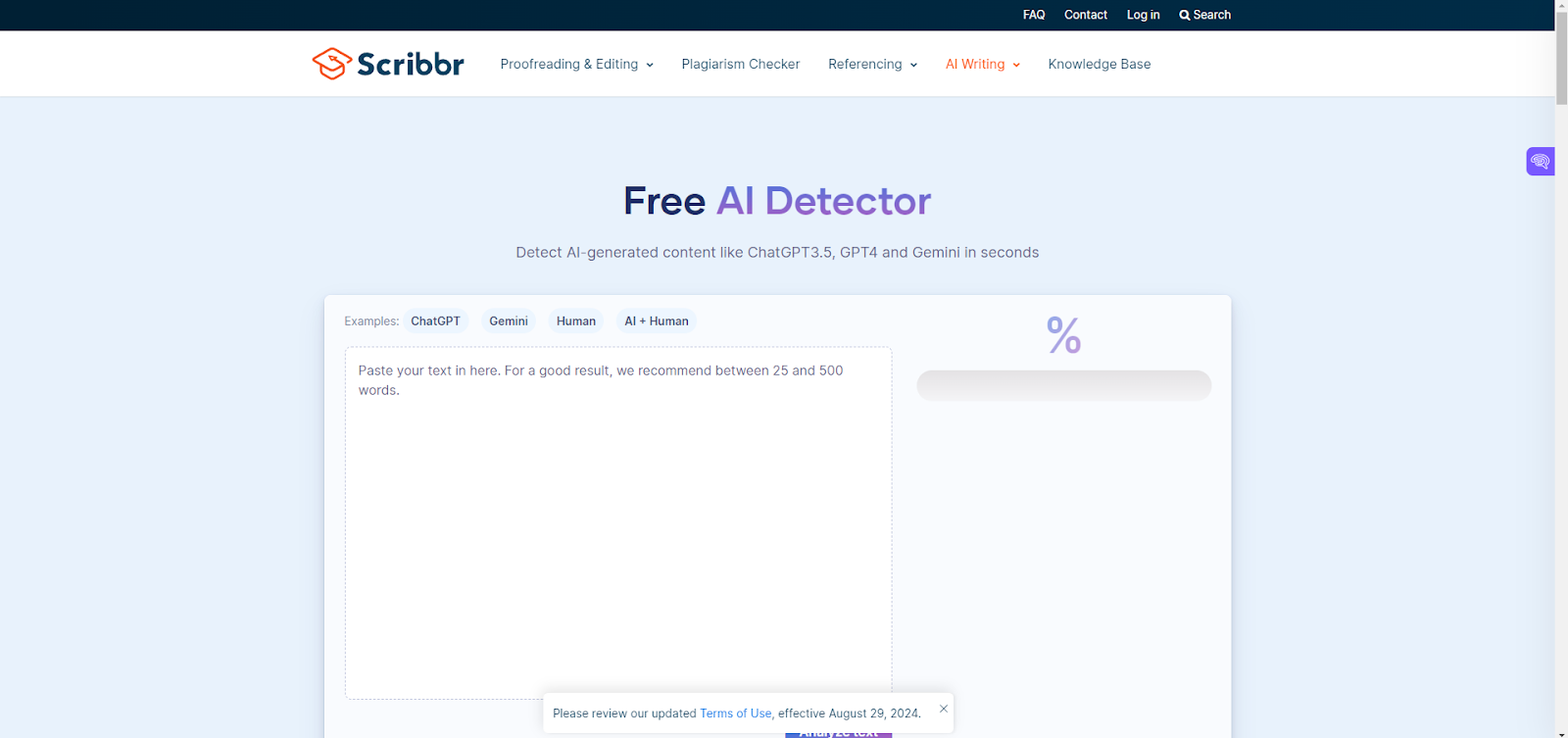 Scribbr AI detector