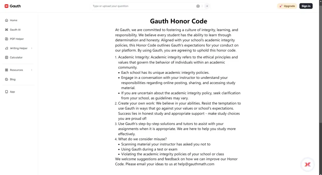 gauth-honor-code