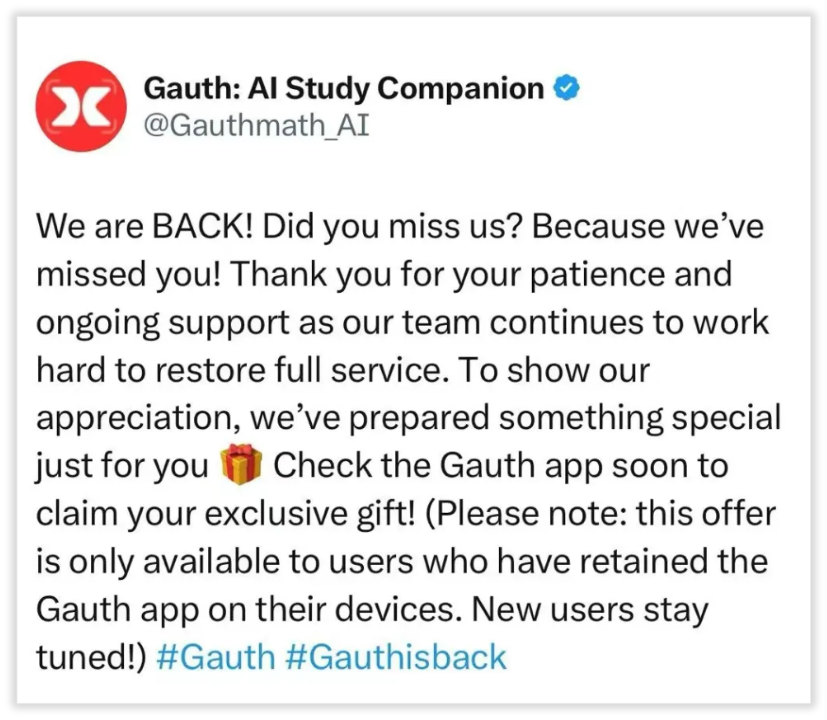 gauth-officially-resumes-us-service
