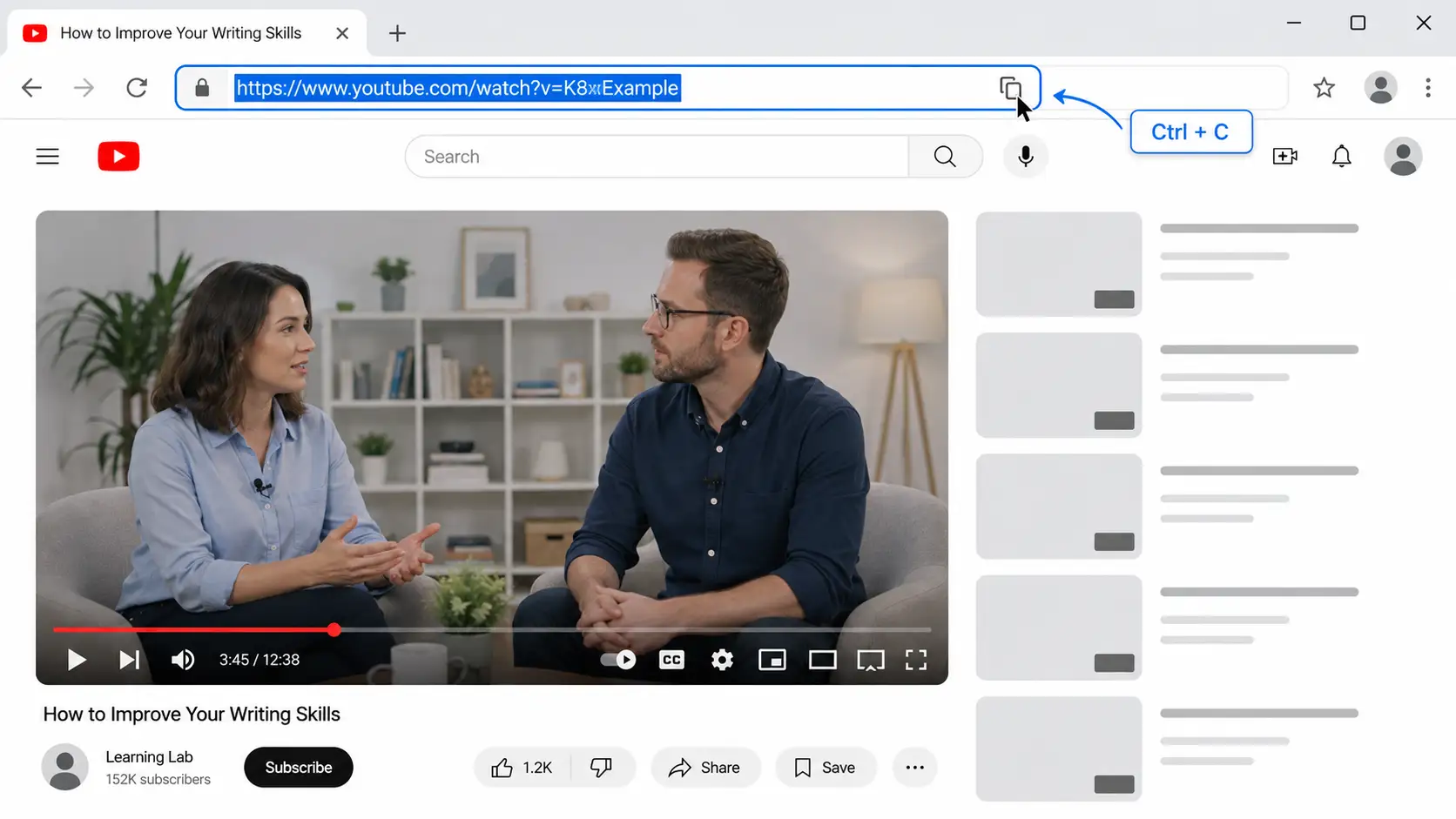 Copy youtube video url
