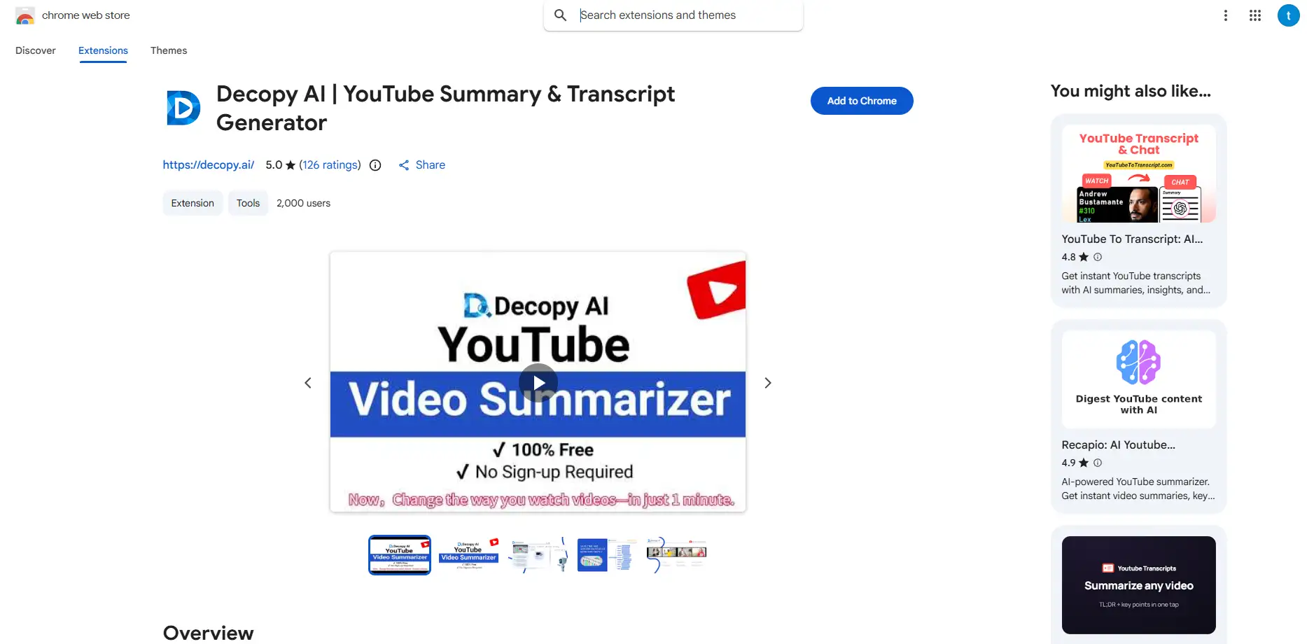 Decopy youtube transcript chrome extension