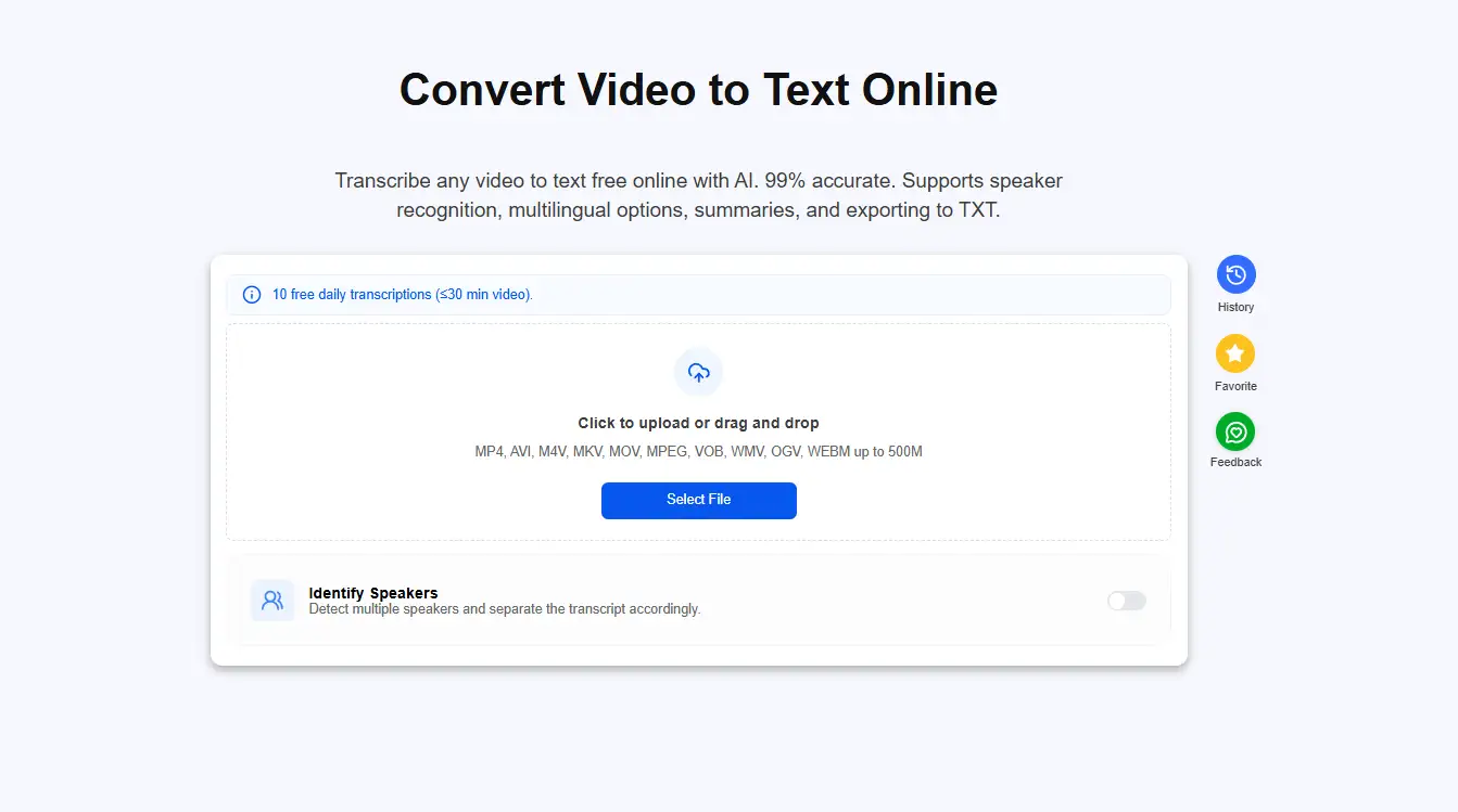 upload video to convert to text