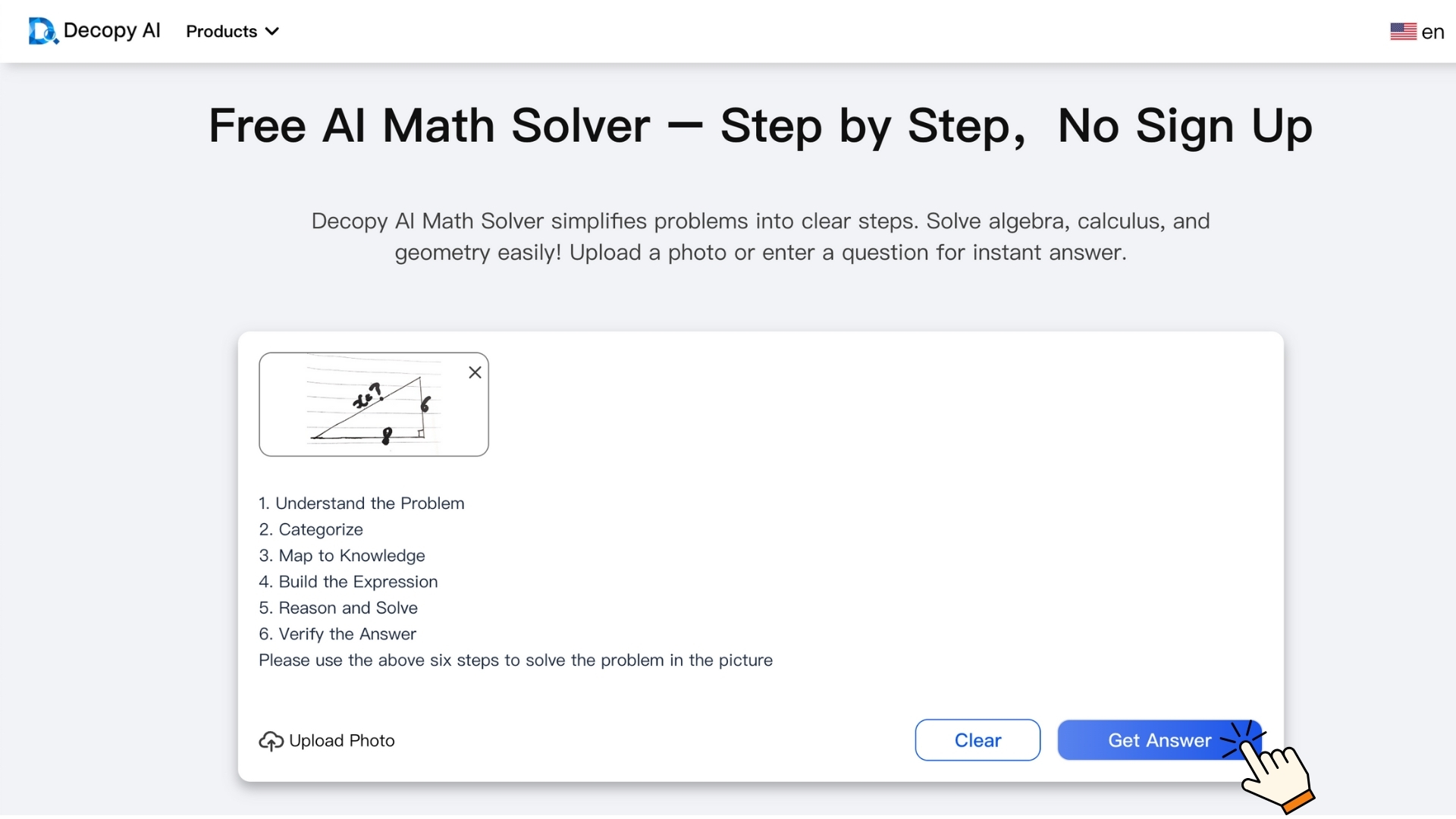 How to Solve for X in a Right Triangle Using Decopy AI Math Solver