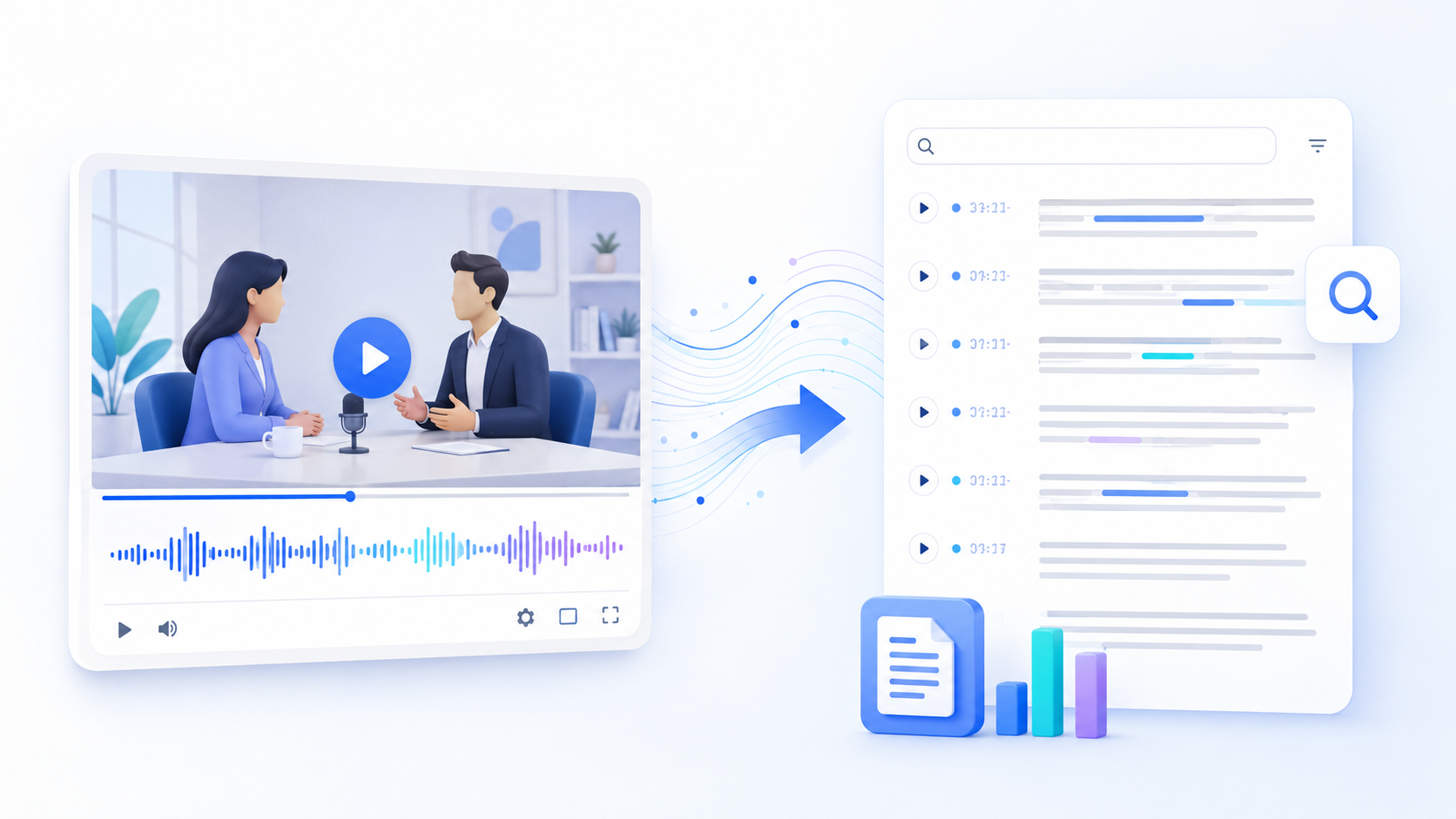 Turn video content into a searchable timestamped transcript