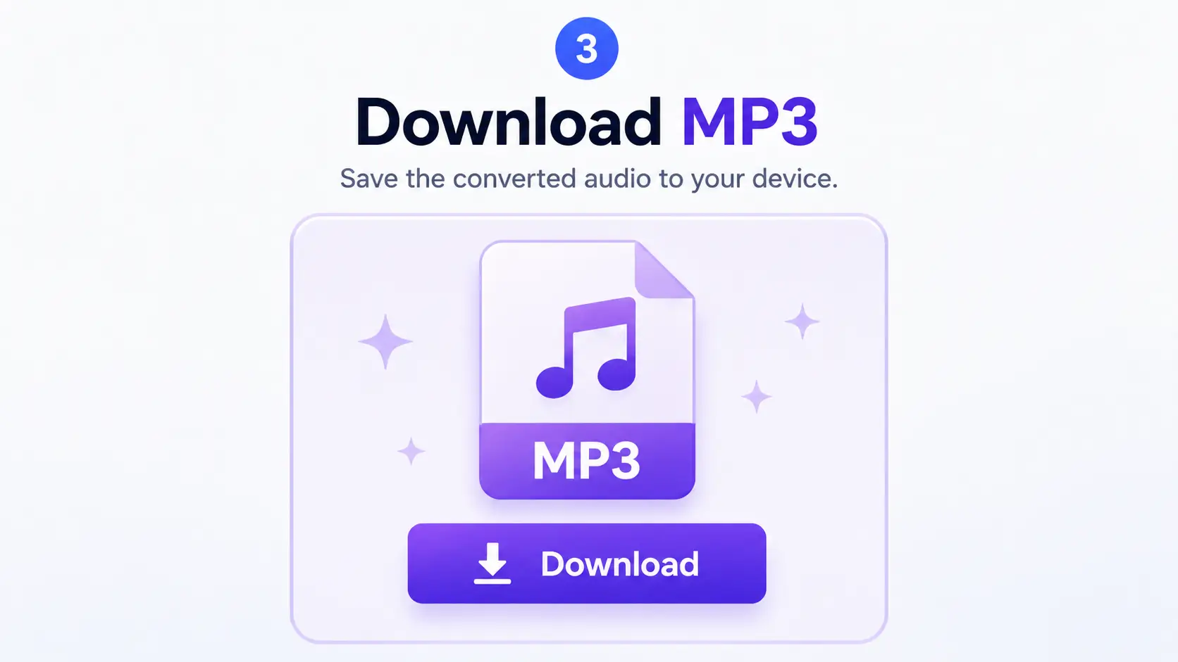 Step 3 of MP4 to MP3 conversion showing the final MP3 file ready to download