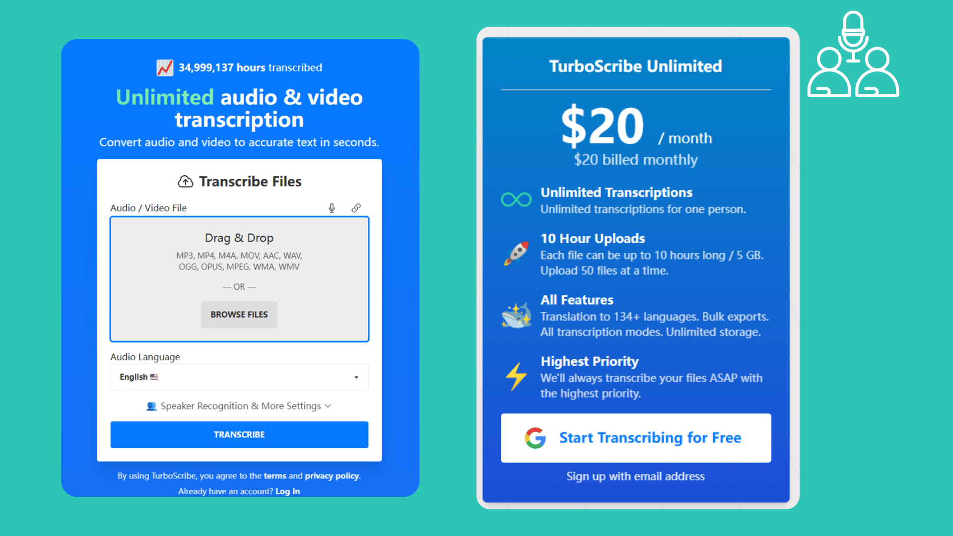 TurboScribe (Best for Massive Bulk Uploads)