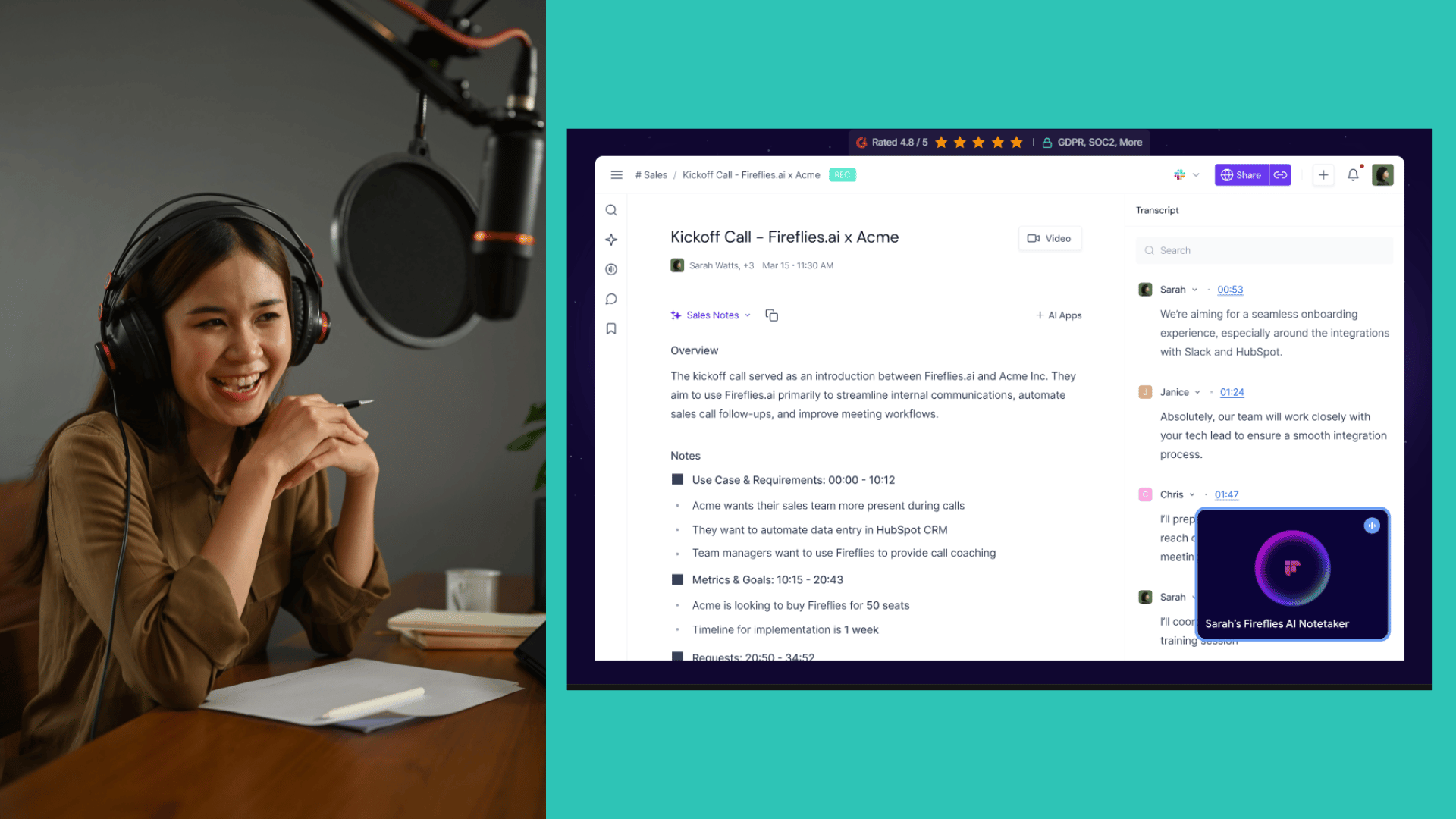 Fireflies.ai (Best for Sales Teams and CRM)