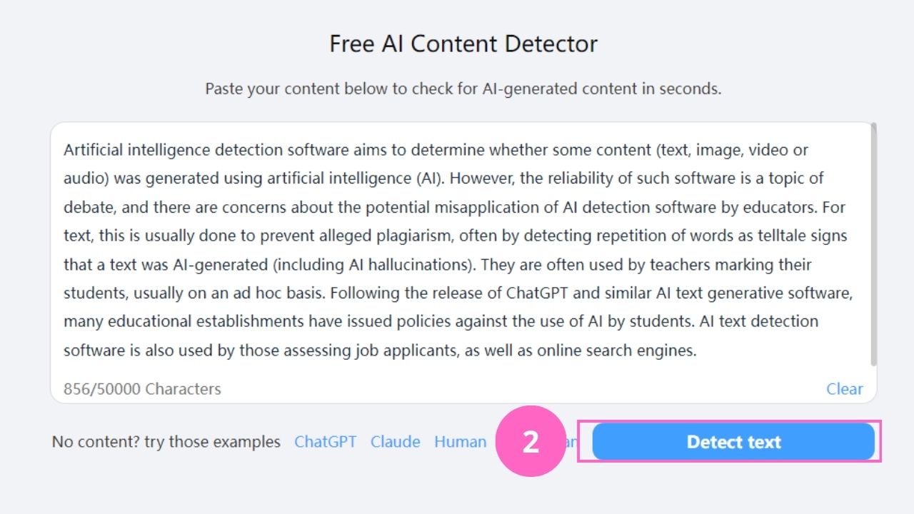 start ai detection