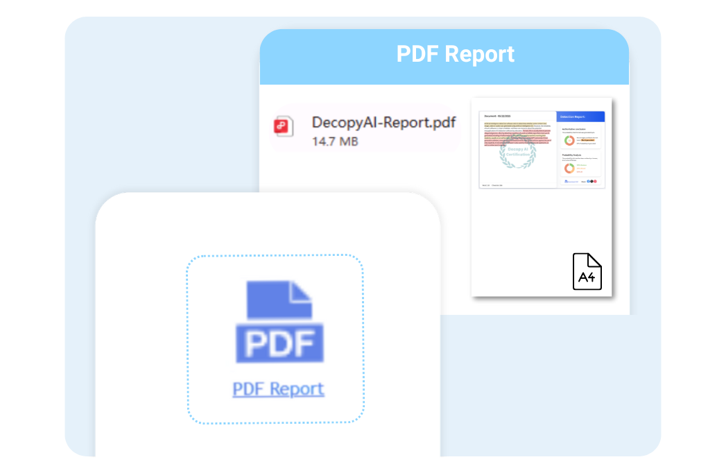 Decopy AI - Rapports PDF pour le vérificateur de texte IA