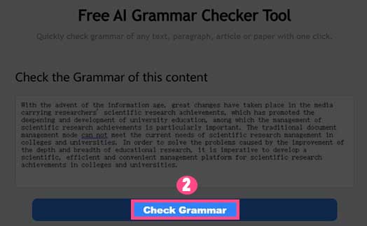 click check grammar button