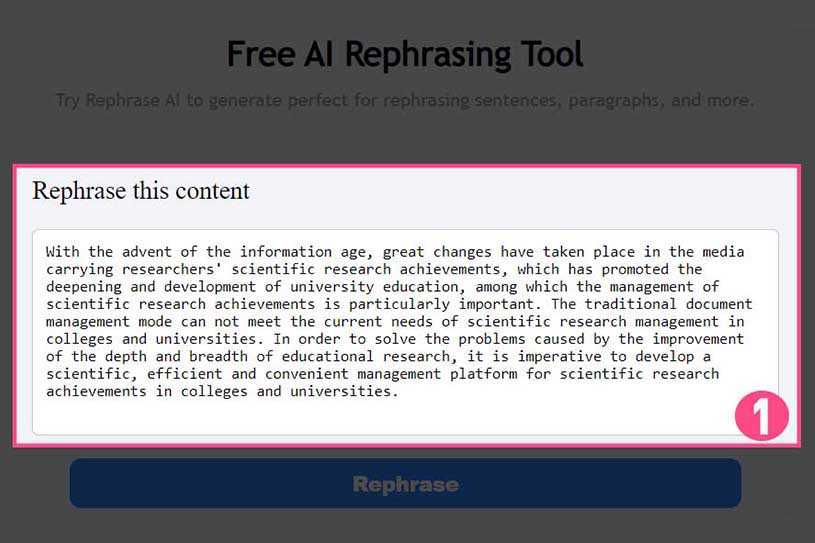 paste text to rephrase