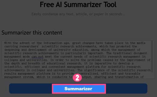 click summarizer button