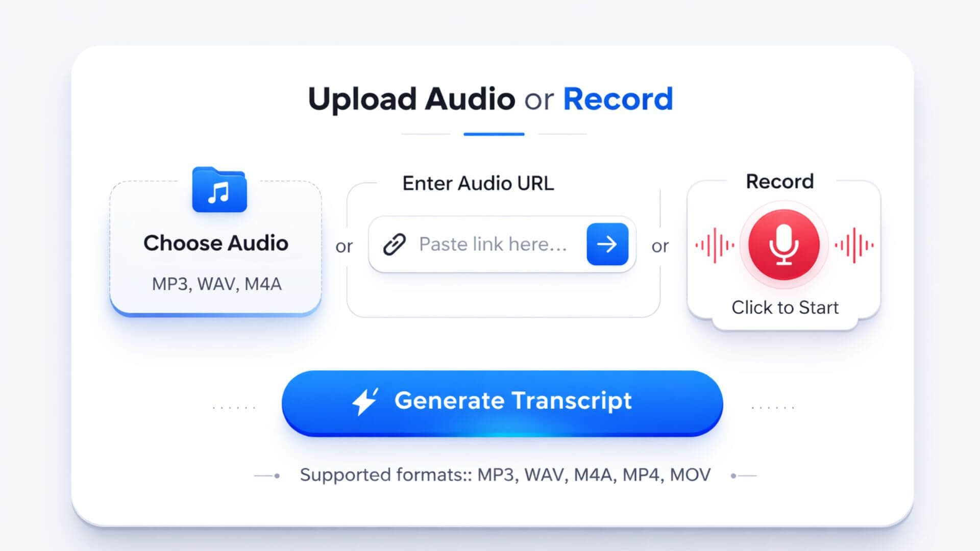 Enviar ou gravar áudio para conversão em texto