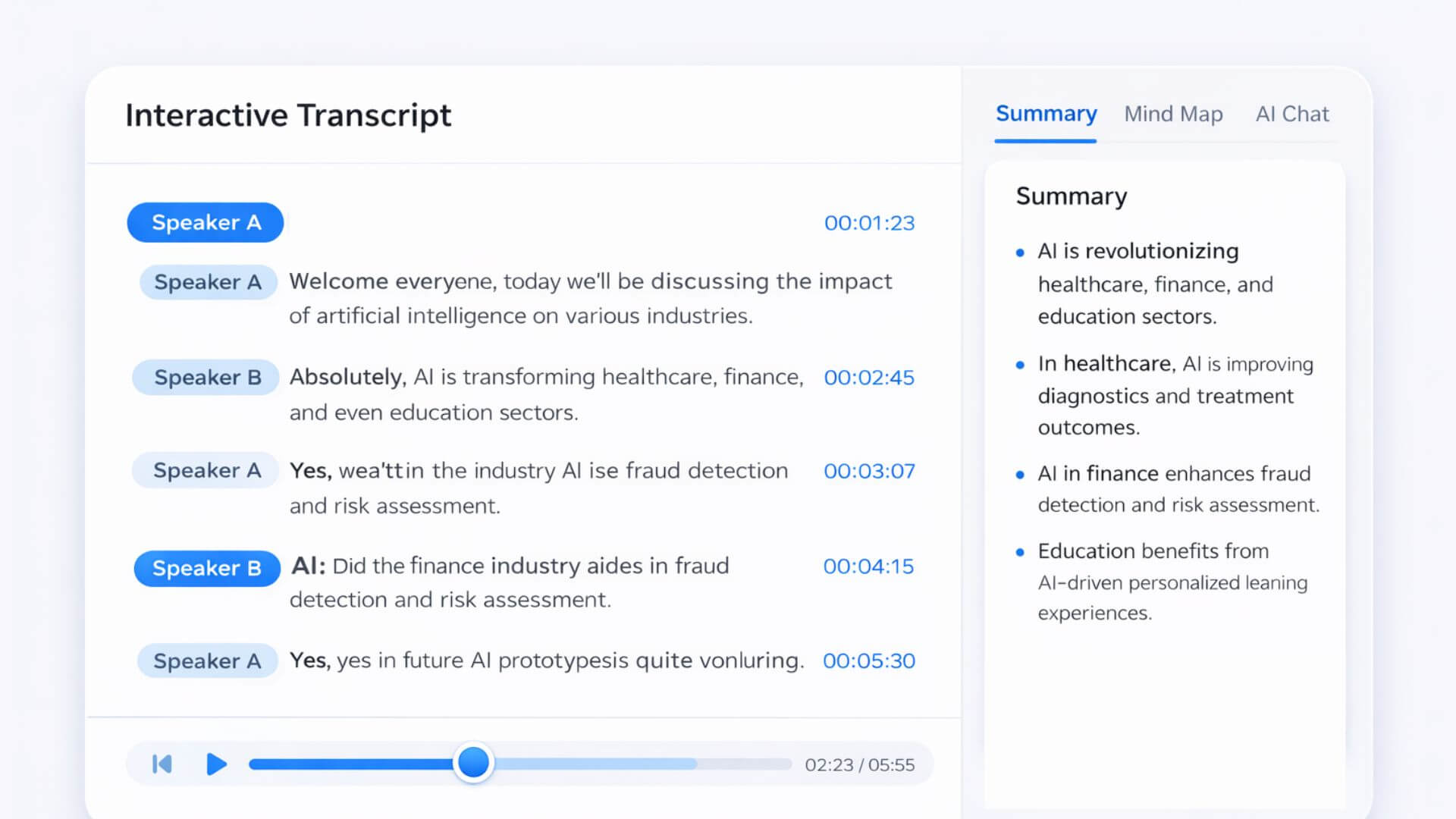Revisão e resumo de transcrição com IA