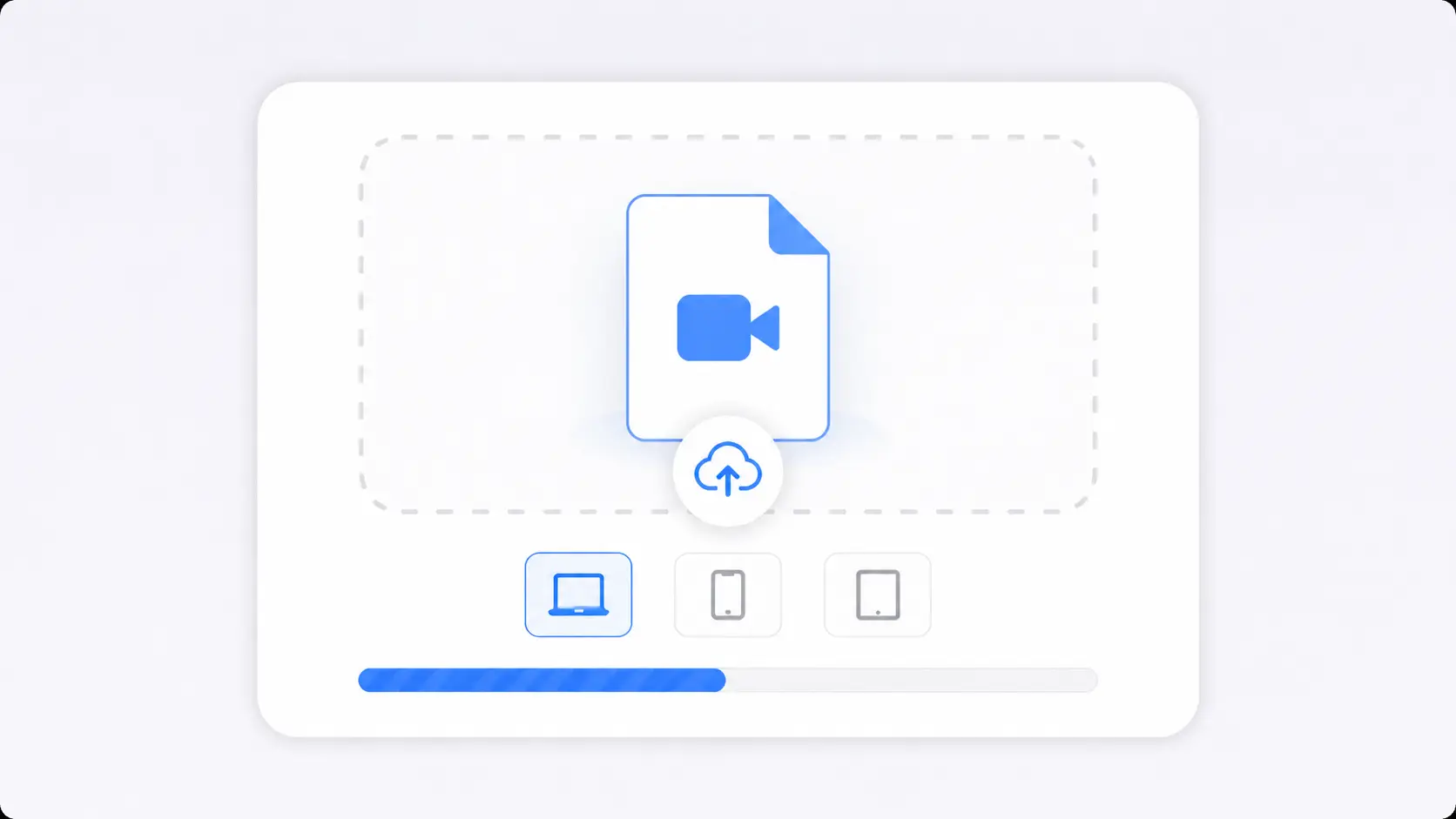 MOV video file being uploaded from a computer, phone, or tablet through a drag-and-drop upload area.