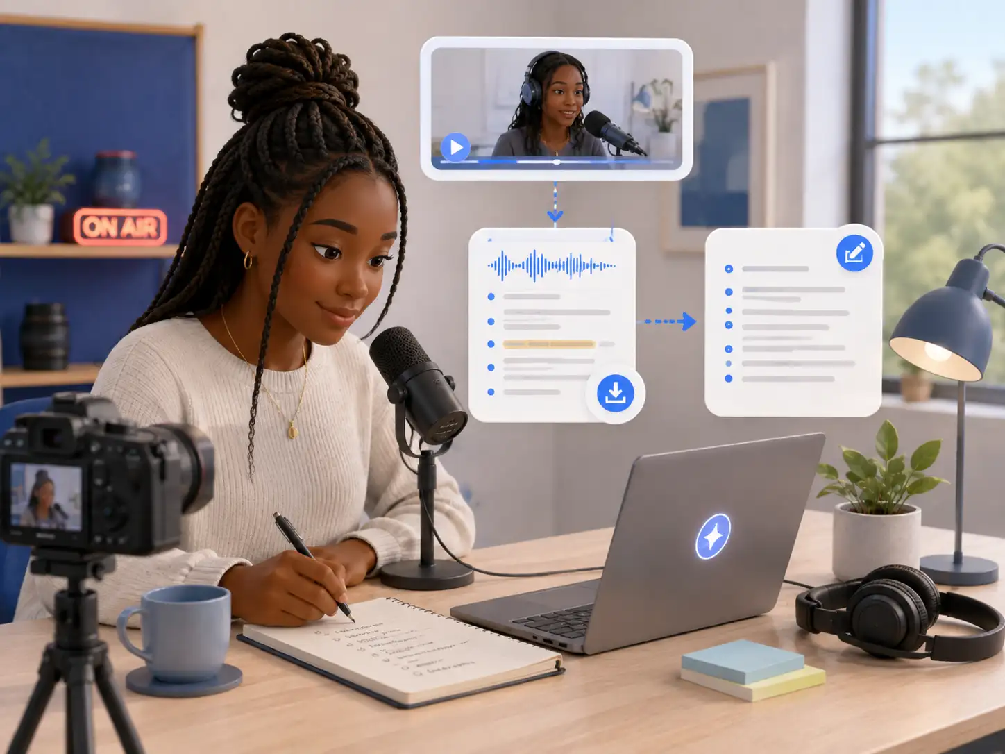 Podcast-Creator organisiert heruntergeladene Videotranskripte zu Shownotes