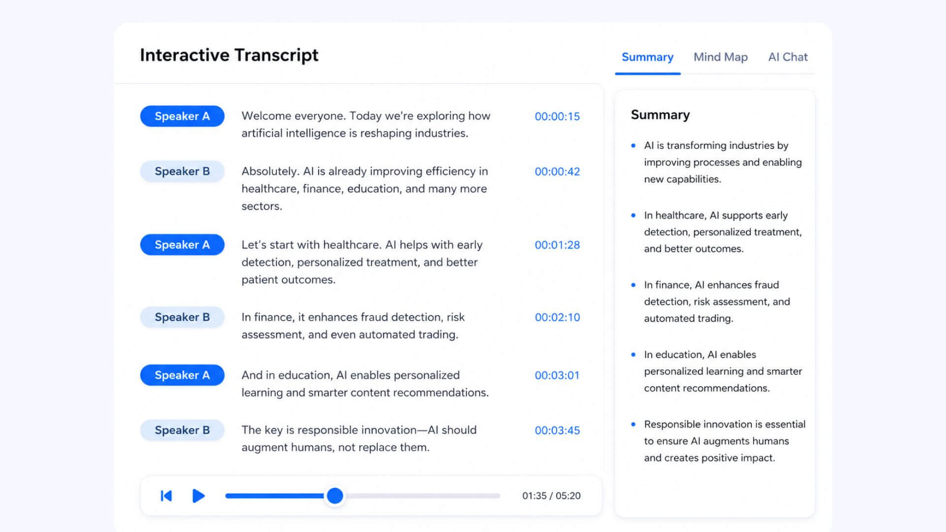 Review the transcript and edit speaker labels