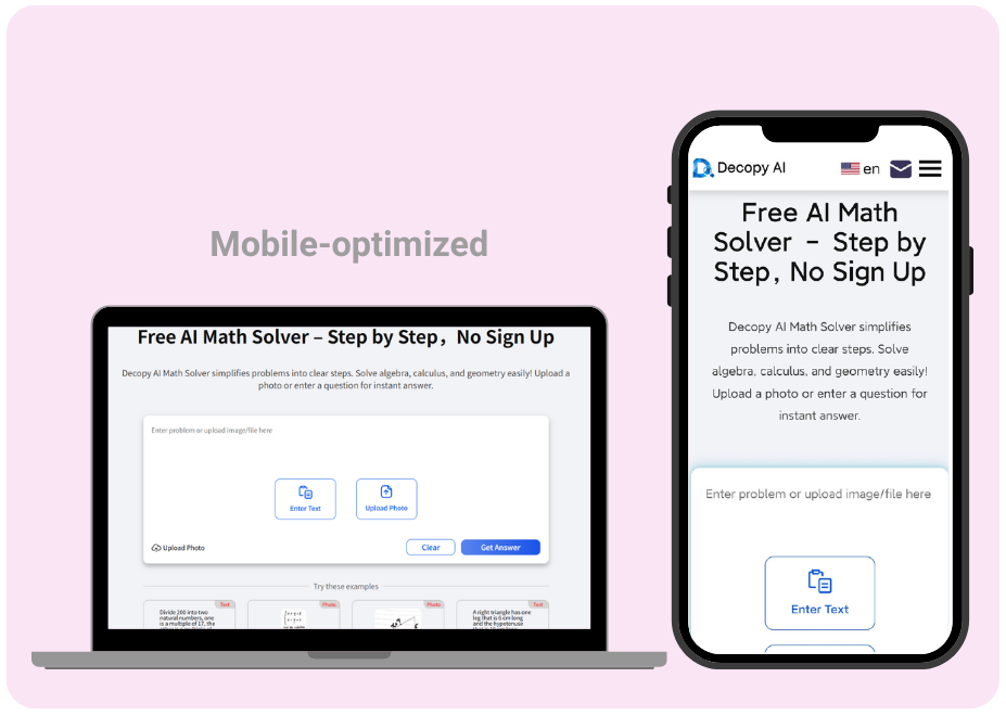 equation solver with mobile-optimized