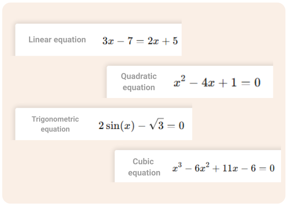 equation solver supports for multiple equation types